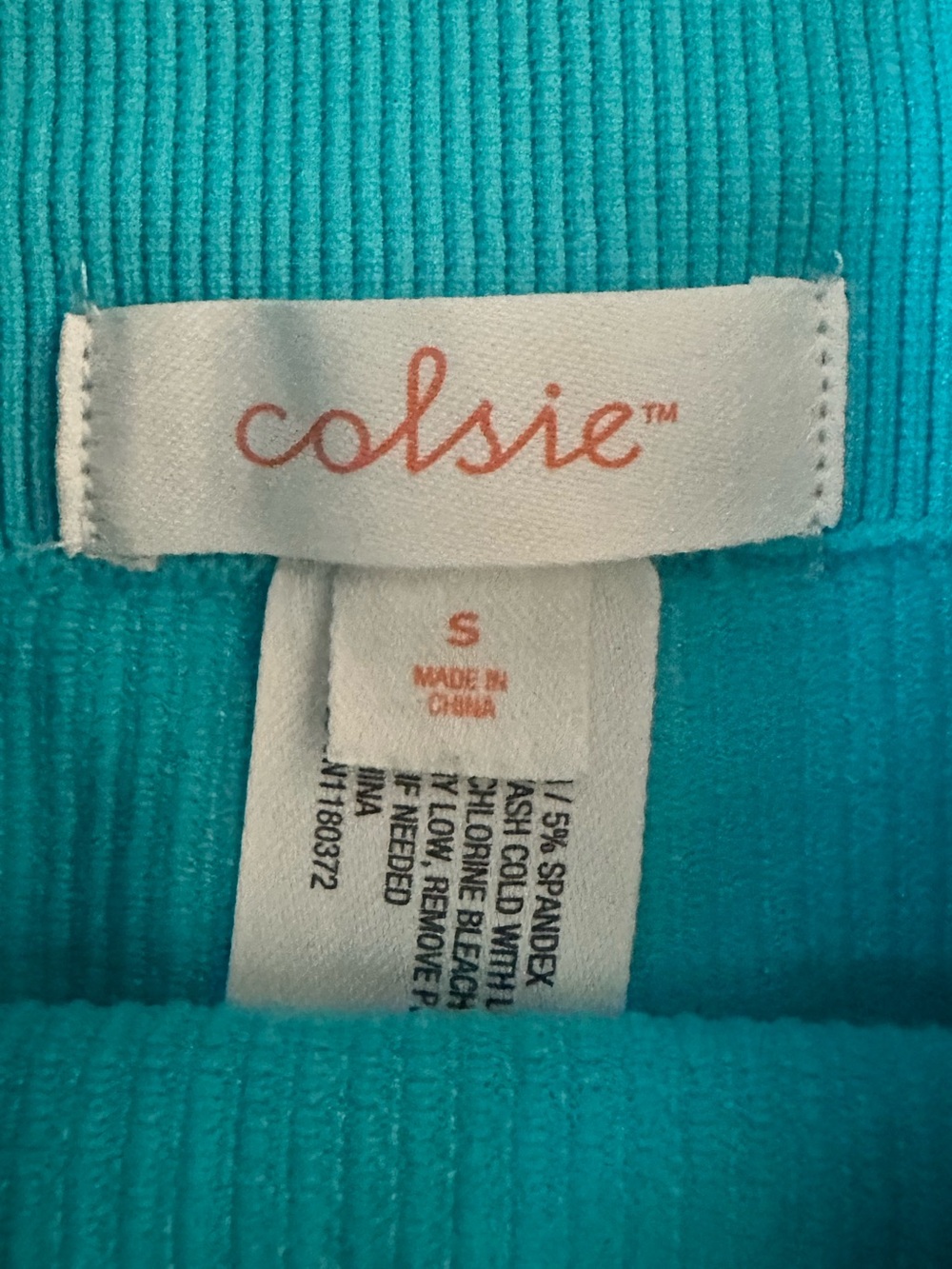 Colsie High-Waist Ribbed Turquoise Shorts - Picture 3 of 4